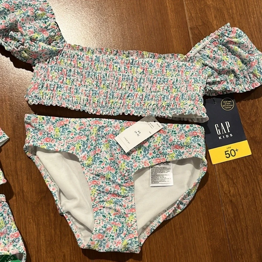 NWT Gap Kids Matching Bundle of two Floral Bikinis Size 4-5 Years.